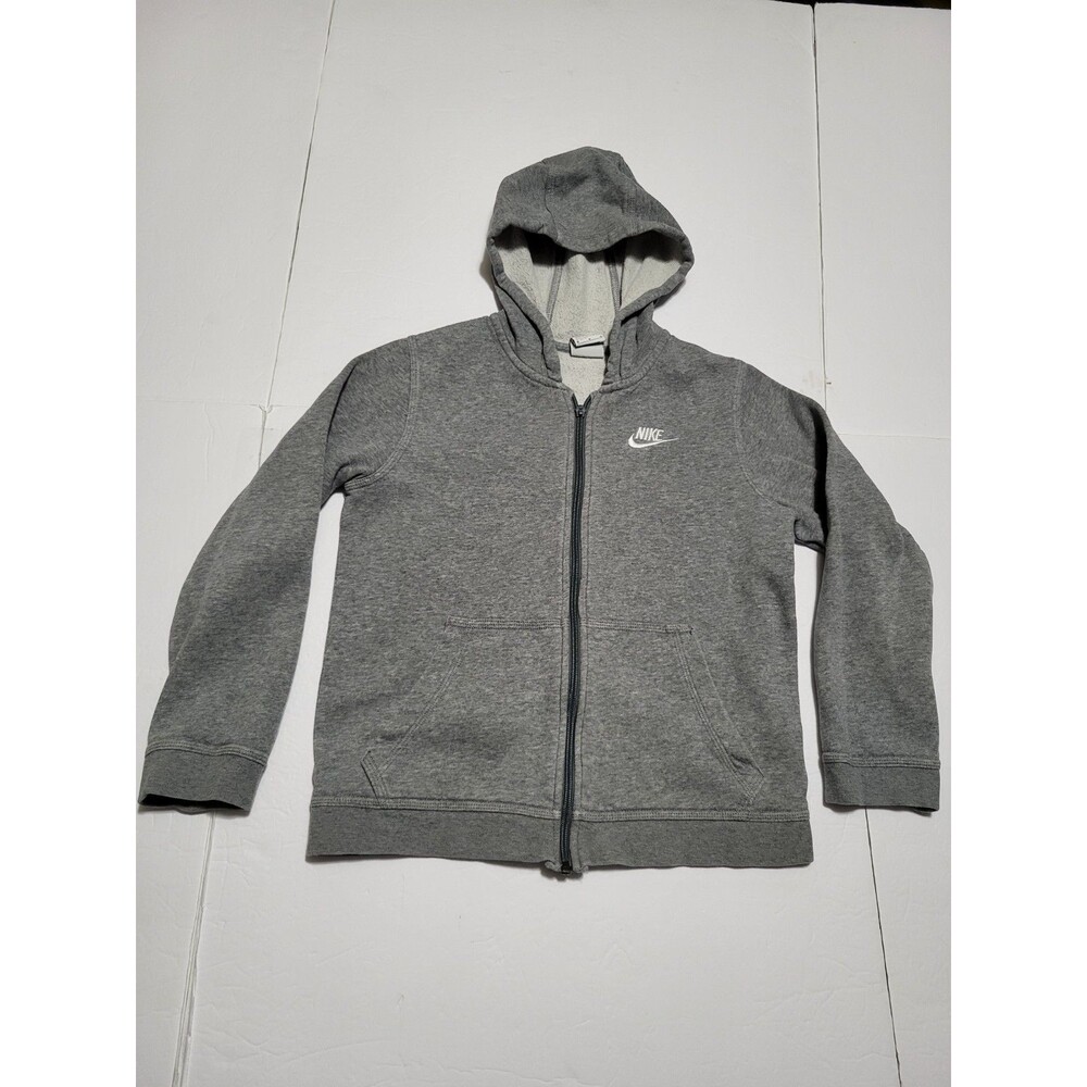(#19) Nike Hoodie Boy SZ M Grey Full Zip Standard Fit Fleece Long Sleeve